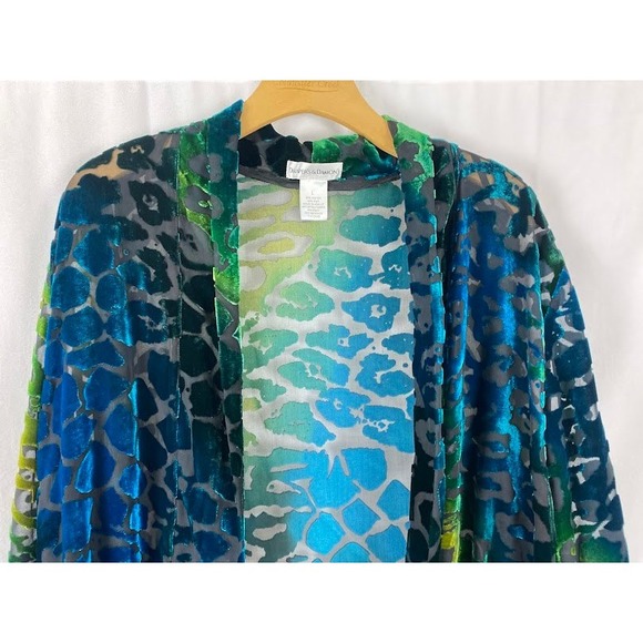 Draper's & Damons Burnout Velvet‎  Boho Chic Abstract Long Sleeve KimomoL - Picture 3 of 16